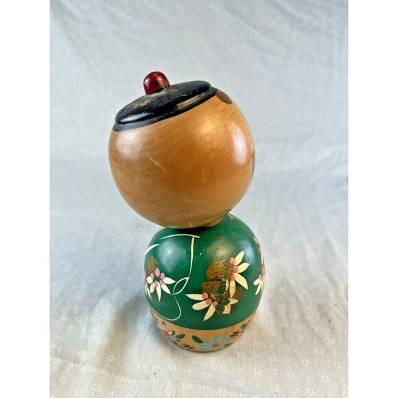 Vtg Japanese Wooden Bobble Head Nodder Kokeshi doll 5.5” T - Rare - unsigned - Picture 4 of 7
